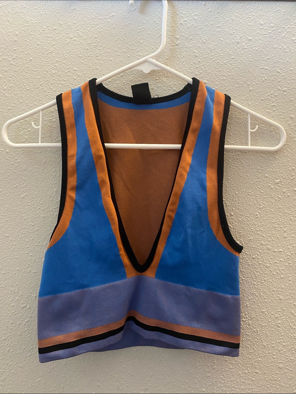 Urban Outfitters Blue, Brown & Purple Colorblock V-Neck Crop Tank